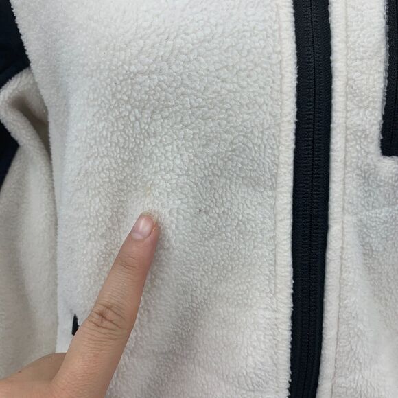 Columbia Full Zip Jacket Womens S Small Cream Colorblock Fleece Raglan Pockets - Picture 5 of 15
